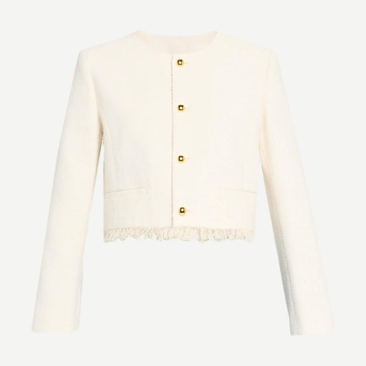The Tweed Fringe Jacket - White - Galvanic.co