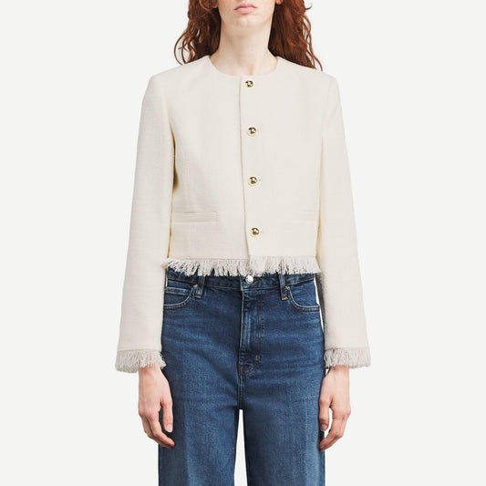 The Tweed Fringe Jacket - White - Galvanic.co