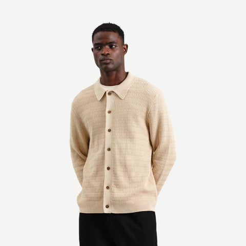 Tristan LS Mini Cable Stitch Shirt - Sand - Galvanic.co