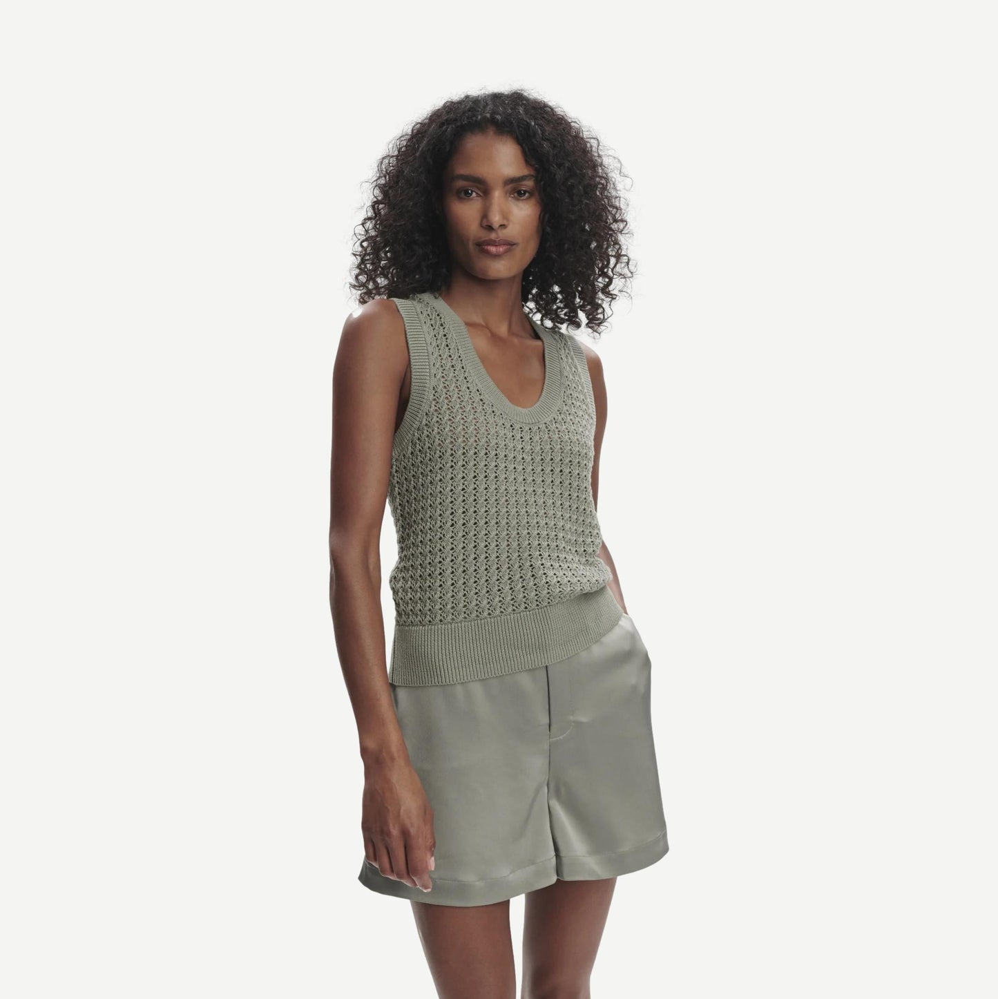Ferns Open Knit Tank - Shadow