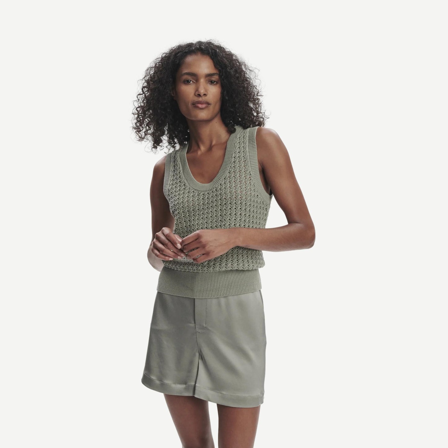 Ferns Open Knit Tank - Shadow