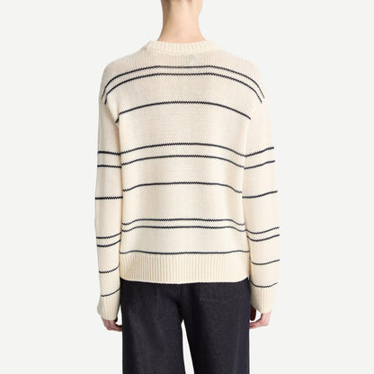 Variegated Stripe Crew - Oat Shell/Navy - Galvanic.co