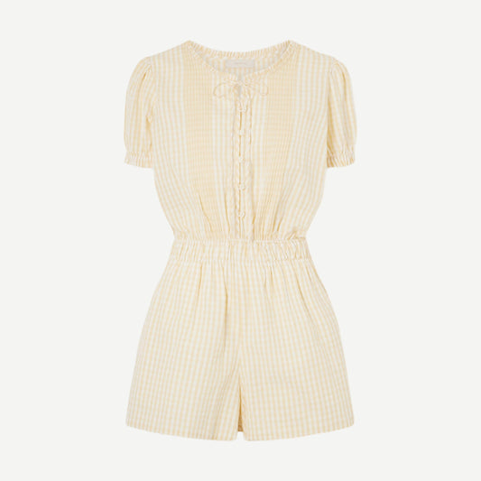 Roma Playsuit - Butter Textured Gingham - Galvanic.co