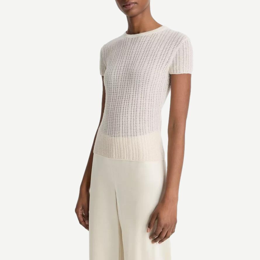 Waffle Knit SS Crew - White Sand - Galvanic.co