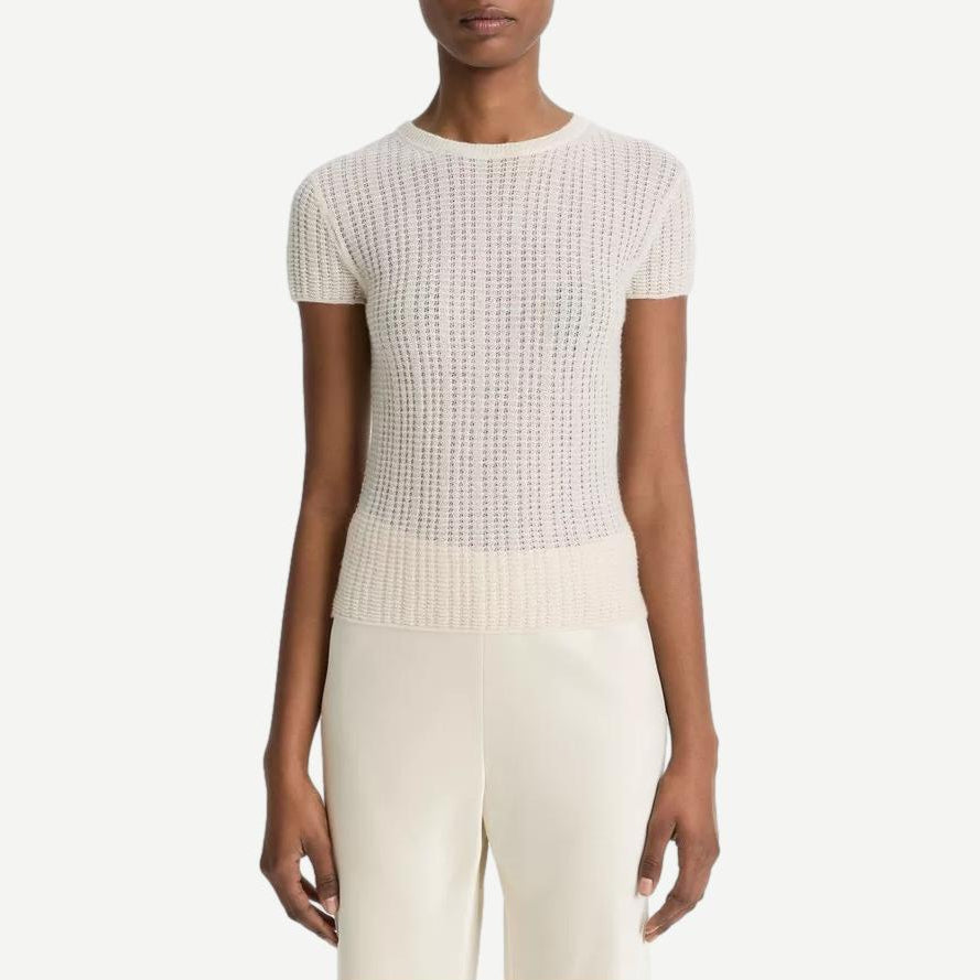 Waffle Knit SS Crew - White Sand - Galvanic.co