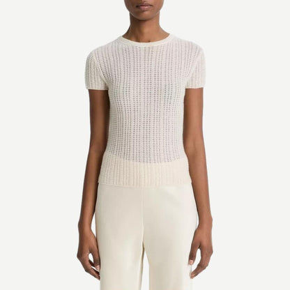 Waffle Knit SS Crew - White Sand - Galvanic.co