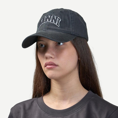 Washed Cotton Canvas Cap Embroidered - Black - Galvanic.co
