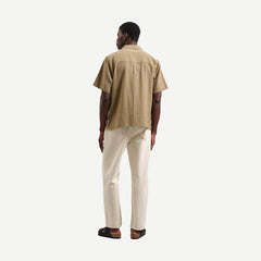 Didcot SS Shirt W. Pocket - Slub Stripe Khaki - Galvanic.co