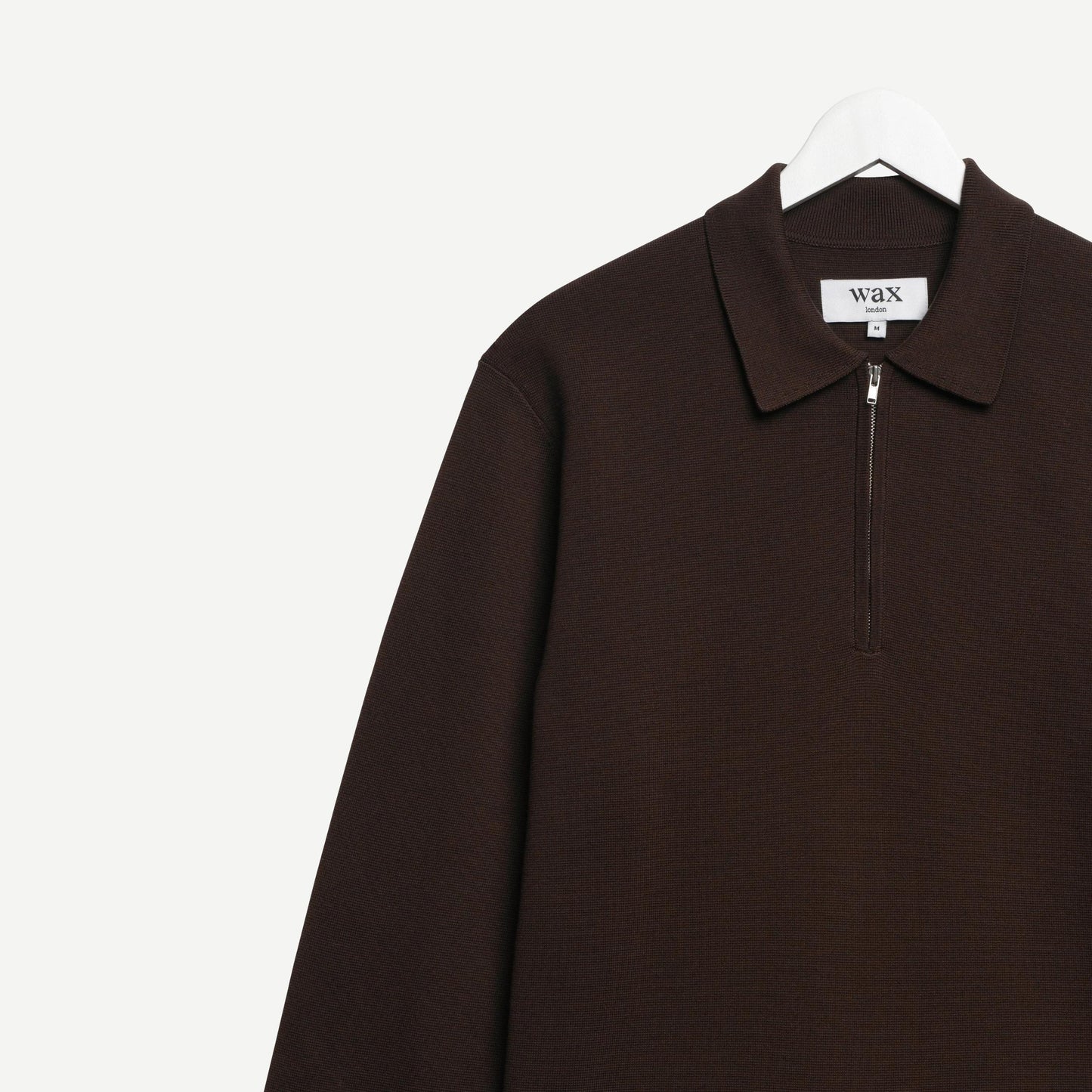 Maley L/S Zip Polo Milano Knit - Dark Brown