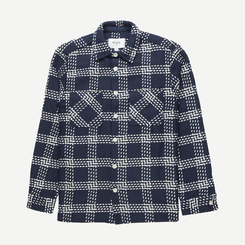 Whiting Overshirt Lattice Check - Navy - Galvanic.co