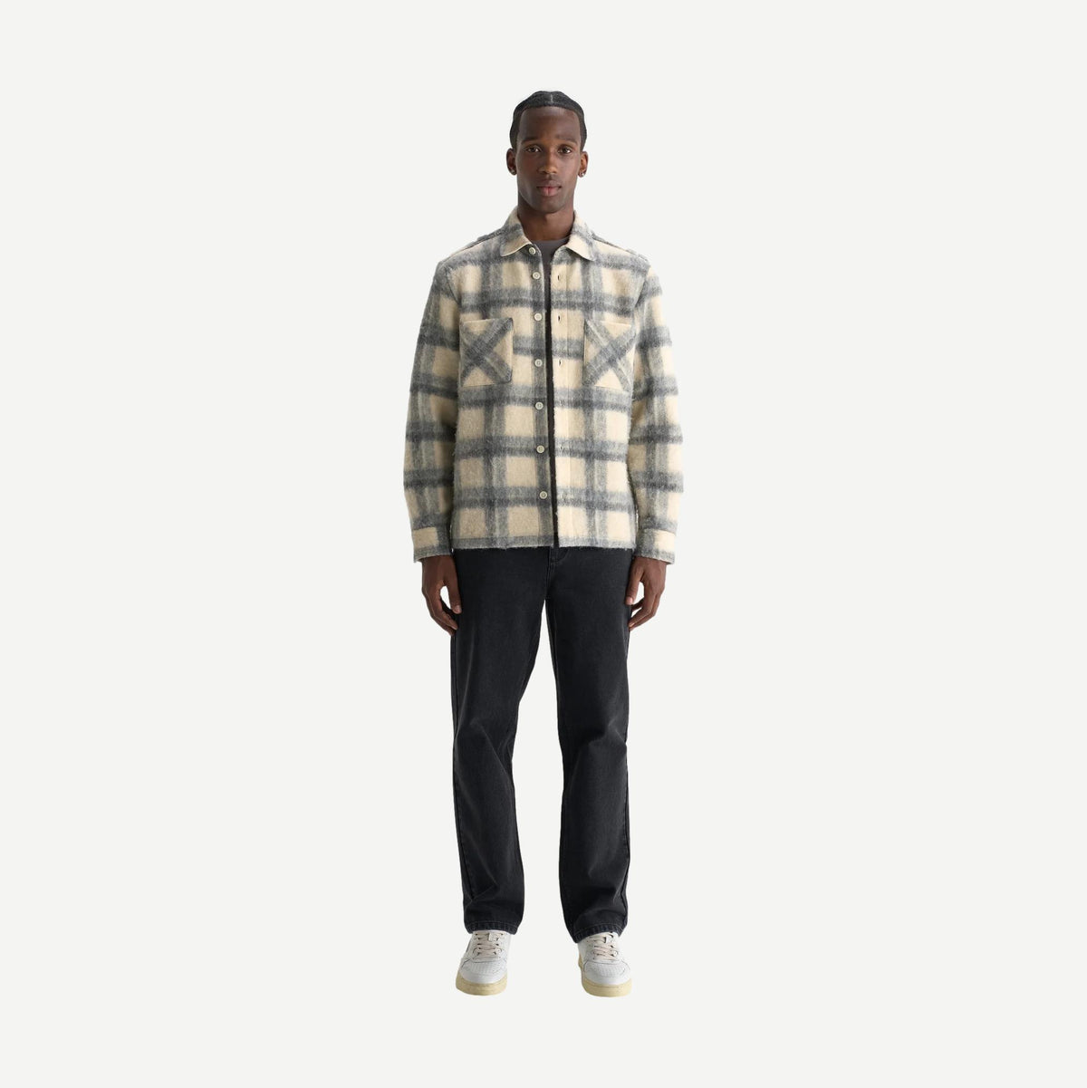 Whiting Overshirt Ash Wool Blend - Ecru/Grey - Galvanic.co
