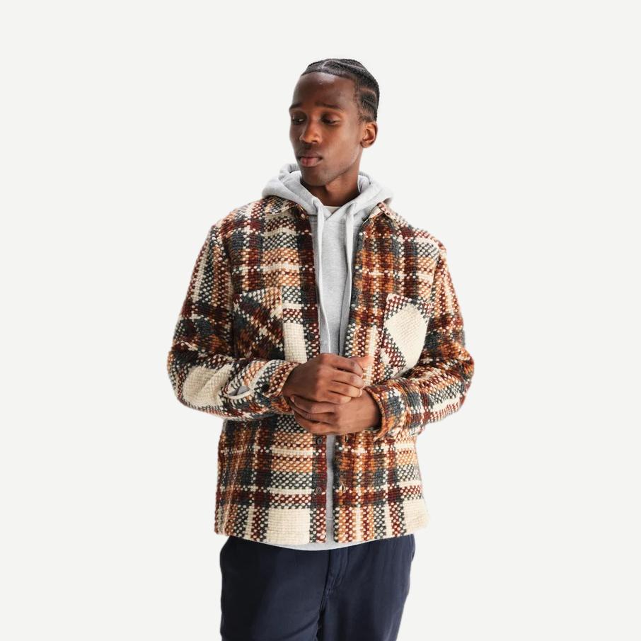 Whiting Overshirt Wool Blend Bobble - Ecru Multi - Galvanic.co