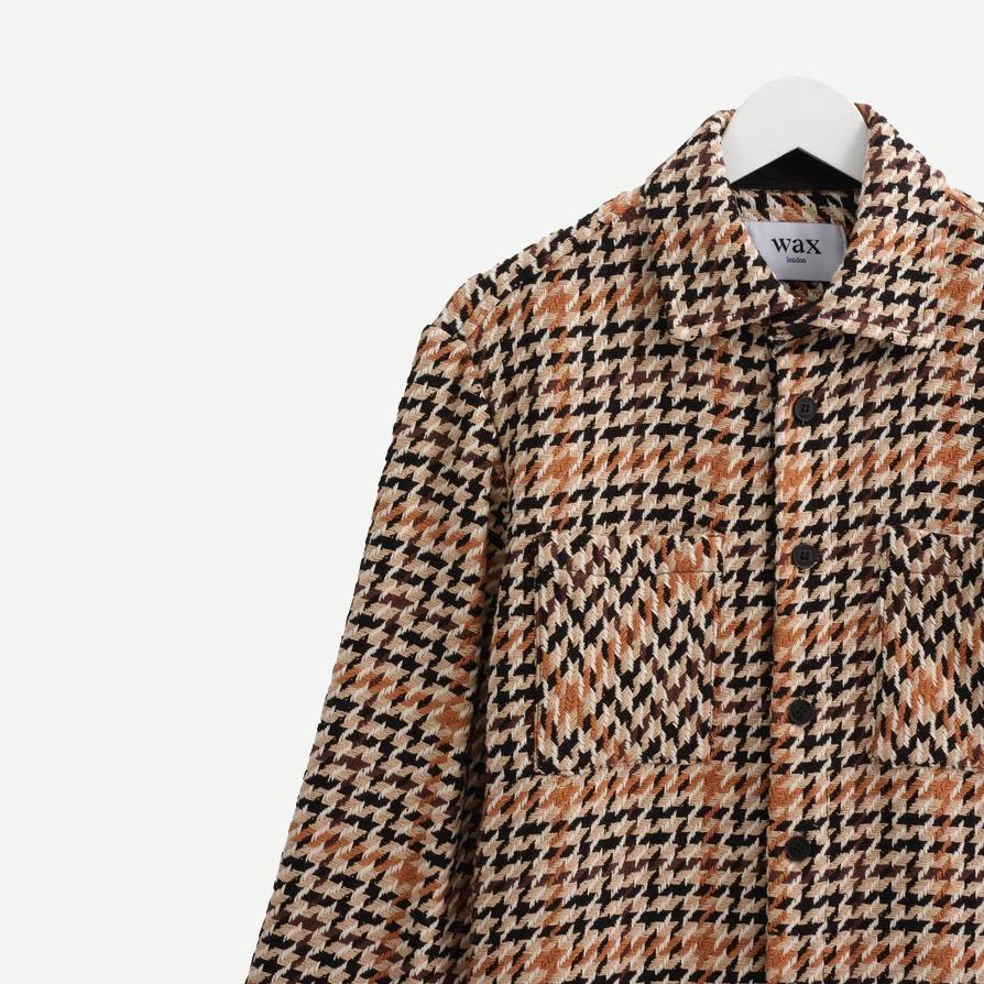 Whiting Overshirt Houndstooth Weave - Natural - Galvanic.co