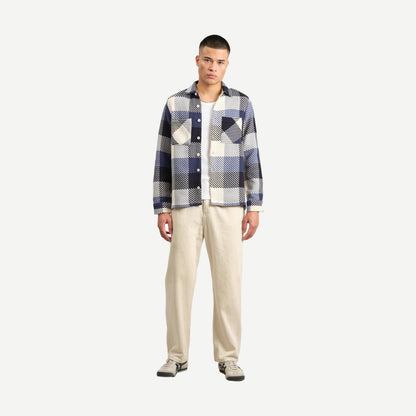 Whiting Overshirt - Block Check Navy/Ecru - Galvanic.co