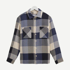 Whiting Overshirt - Block Check Navy/Ecru - Galvanic.co