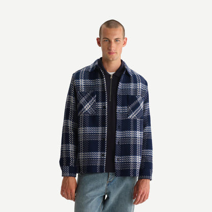 Whiting Overshirt Plaid Weave - Navy/Ecru - Galvanic.co