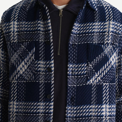 Whiting Overshirt Plaid Weave - Navy/Ecru - Galvanic.co