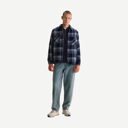 Whiting Overshirt Plaid Weave - Navy/Ecru - Galvanic.co