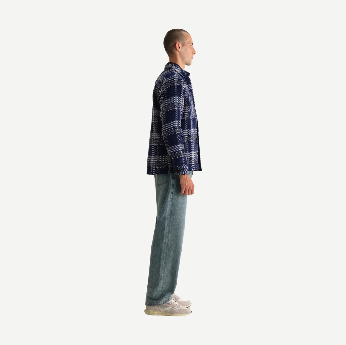 Whiting Overshirt Plaid Weave - Navy/Ecru - Galvanic.co