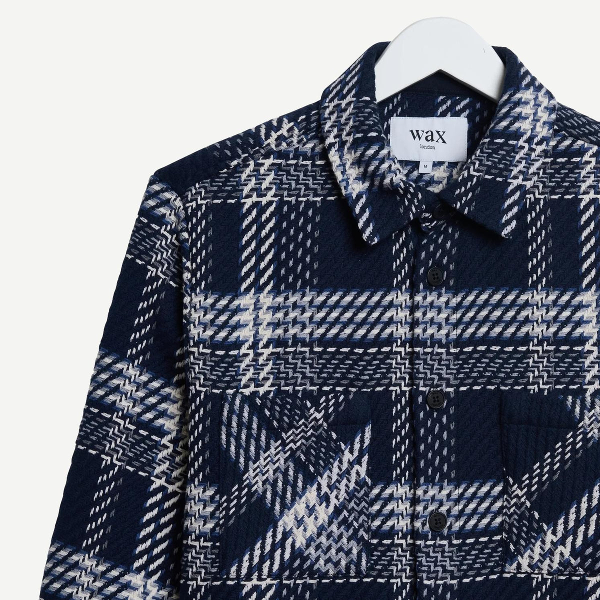 Whiting Overshirt Plaid Weave - Navy/Ecru - Galvanic.co