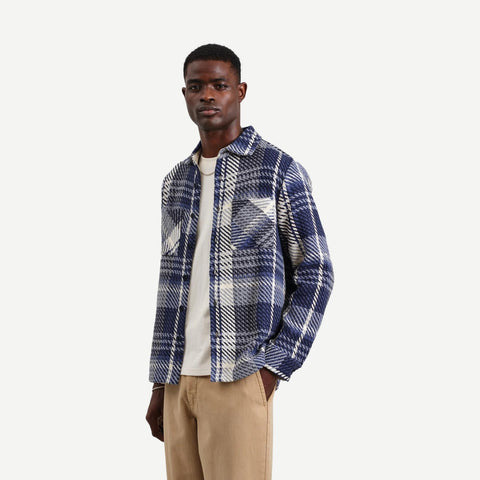 Whiting Overshirt Spear Check - Navy - Galvanic.co