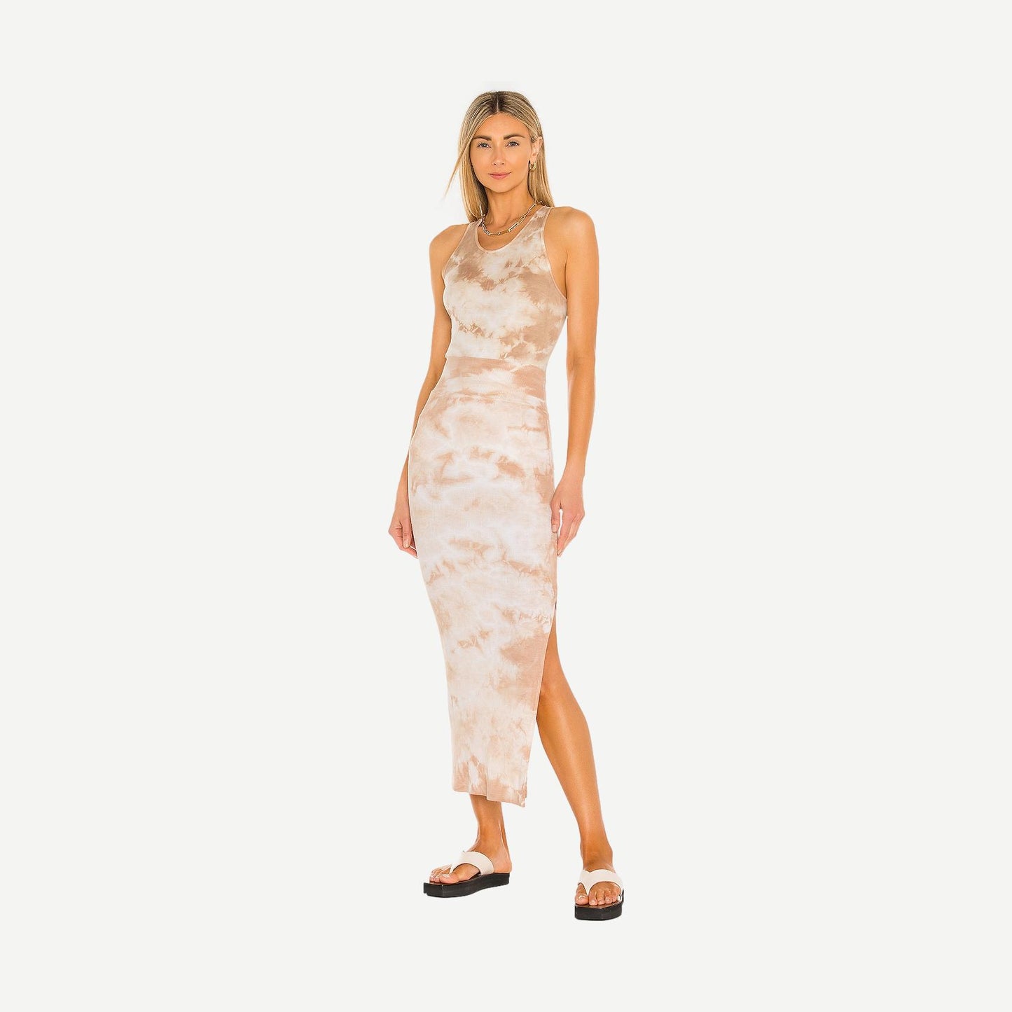 Supima Cotton Fitted Racer Tank in Sand Ionic - Galvanic.co