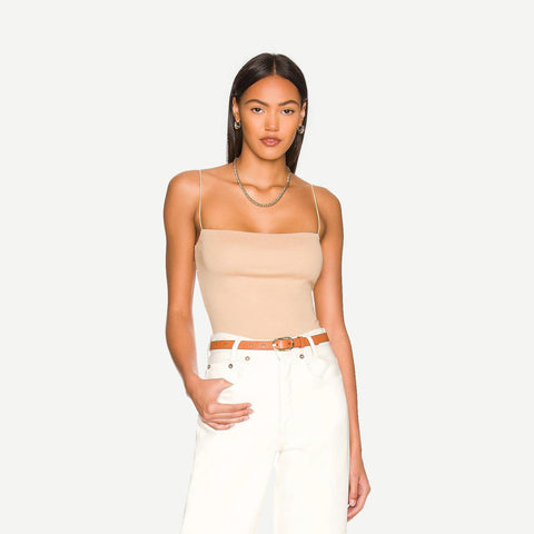 Supima Cotton Essential Strappy Tank - Oat Milk - Galvanic.co