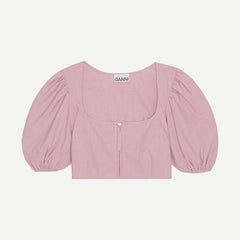 Drapey Melange Cropped Zipper Blouse - Pink Tule - Galvanic.co