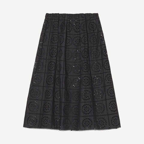Broderie Anglaise Skirt - Black - Galvanic.co