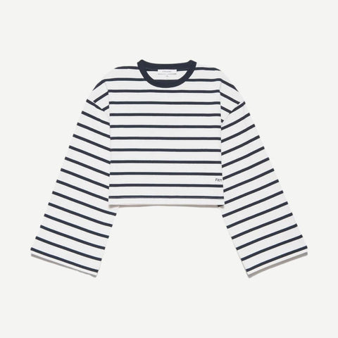 Crop Bell Sleeve Tee - Navy Multi - Galvanic.co