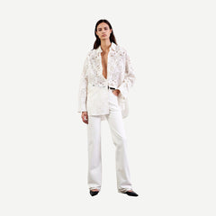 Mael Empbroidered Poplin Shirt - Ivory Paisley - Galvanic.co