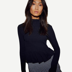 Raya Pepplum Turtleneck - Jet Black - Galvanic.co