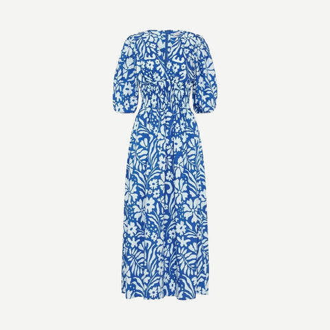 Agnata Midi Dress - Sidra Floral Blue Print - Galvanic.co