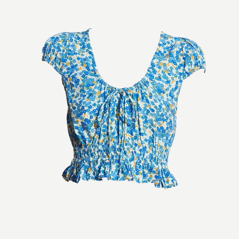 Las Olas Top - Lou Floral Print Blue - Galvanic.co
